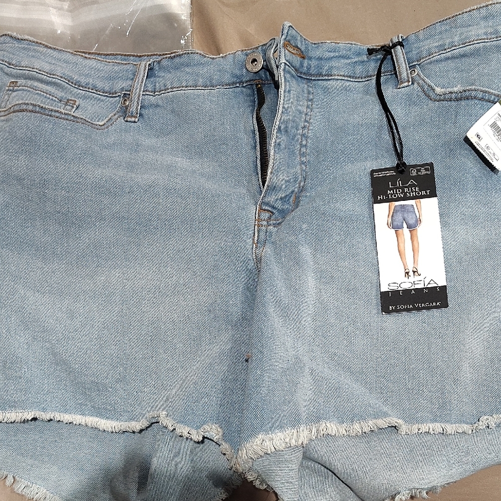 Sofia by Sofia Vergara Blue Jean Shorts High-Waisted Distressed